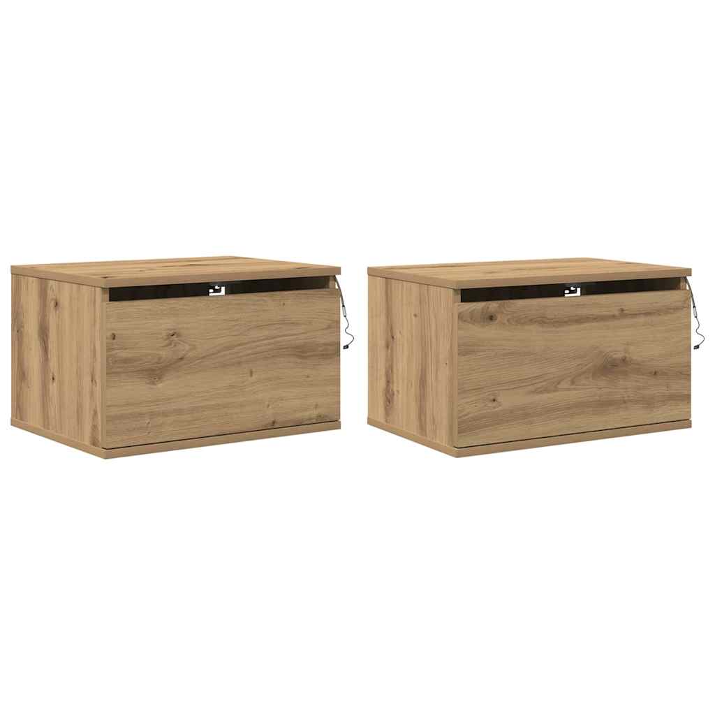 Cabinet de chevet mural 2 pcs Chêne artisanal 50 x 36 x 30 cm