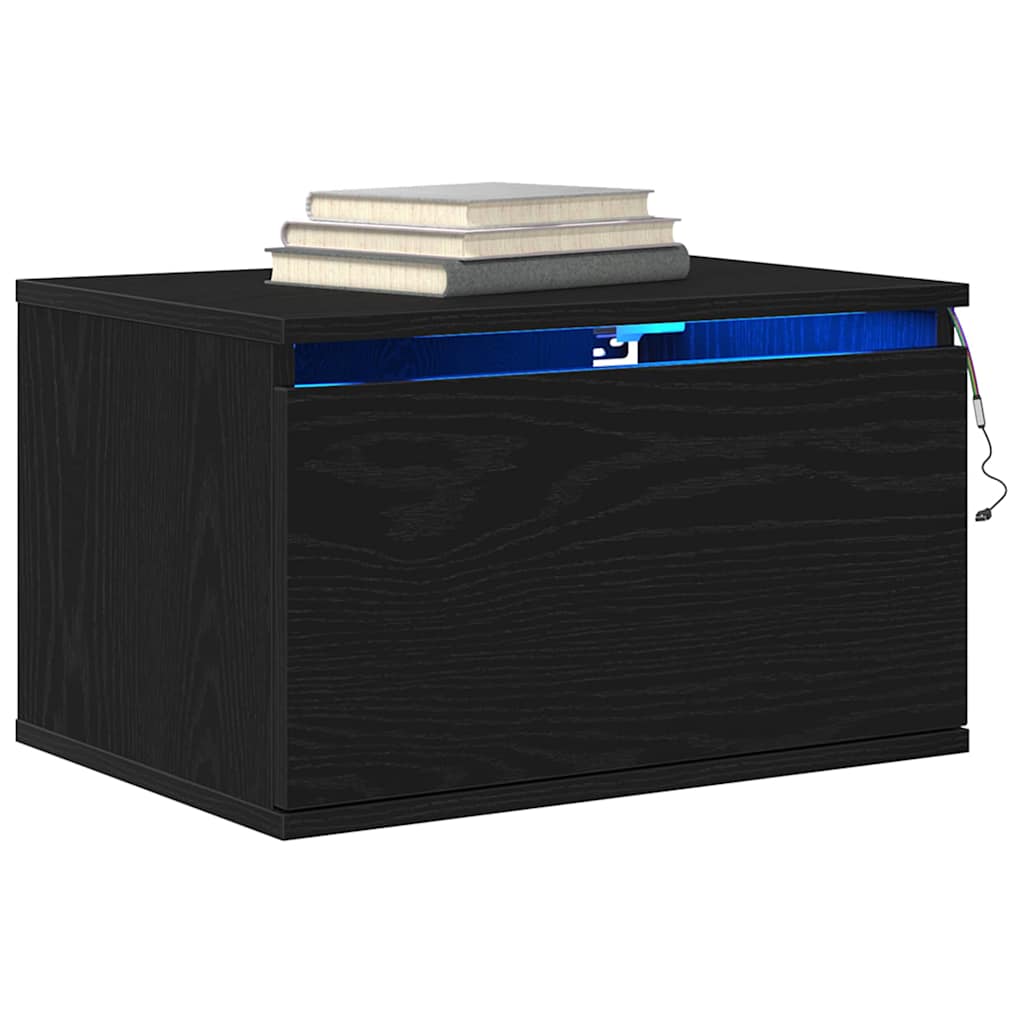 Cabinet de chevet mural avec 2 pcs Chêne noir 50 x 36 x 30 cm