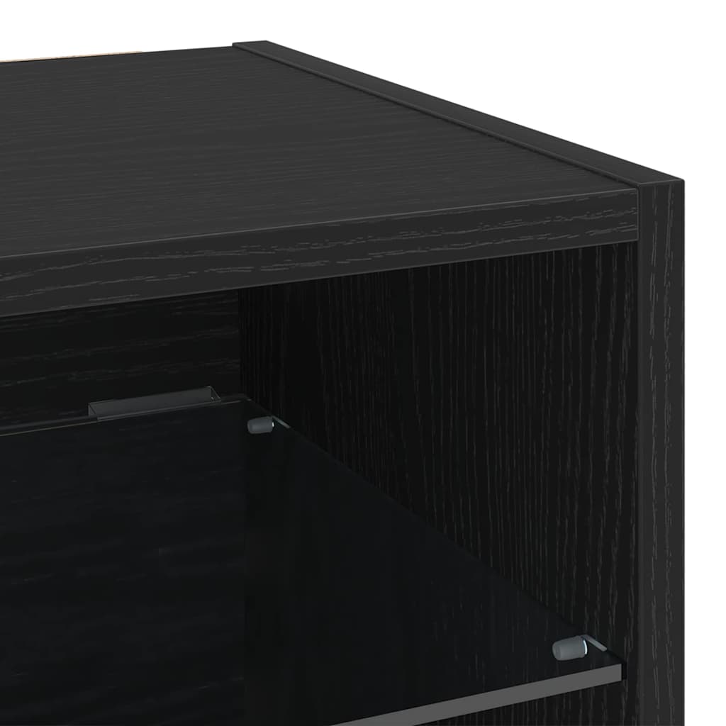 Cabinet de Chevet Murale LED avec Noir Bois d'ingénierie - XIOS