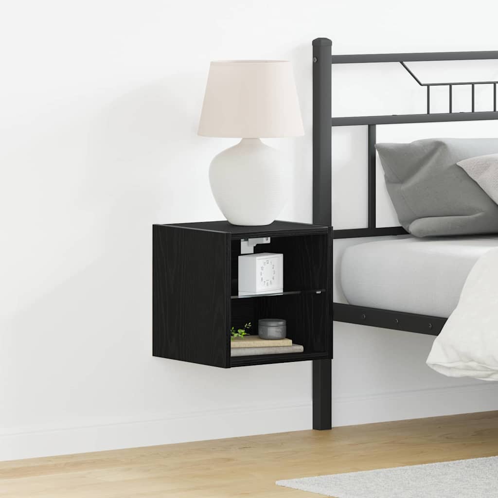 Cabinet de Chevet Murale LED avec Noir Bois d'ingénierie - XIOS