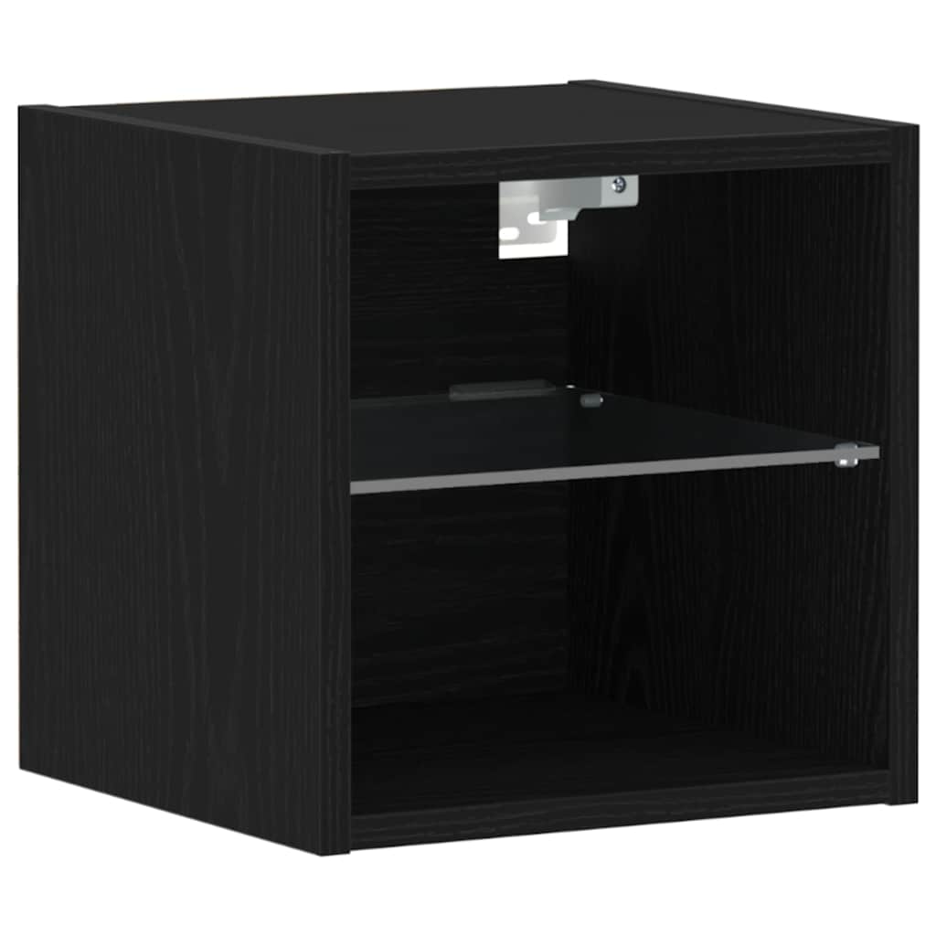 Cabinet de Chevet Murale LED avec Noir Bois d'ingénierie - XIOS