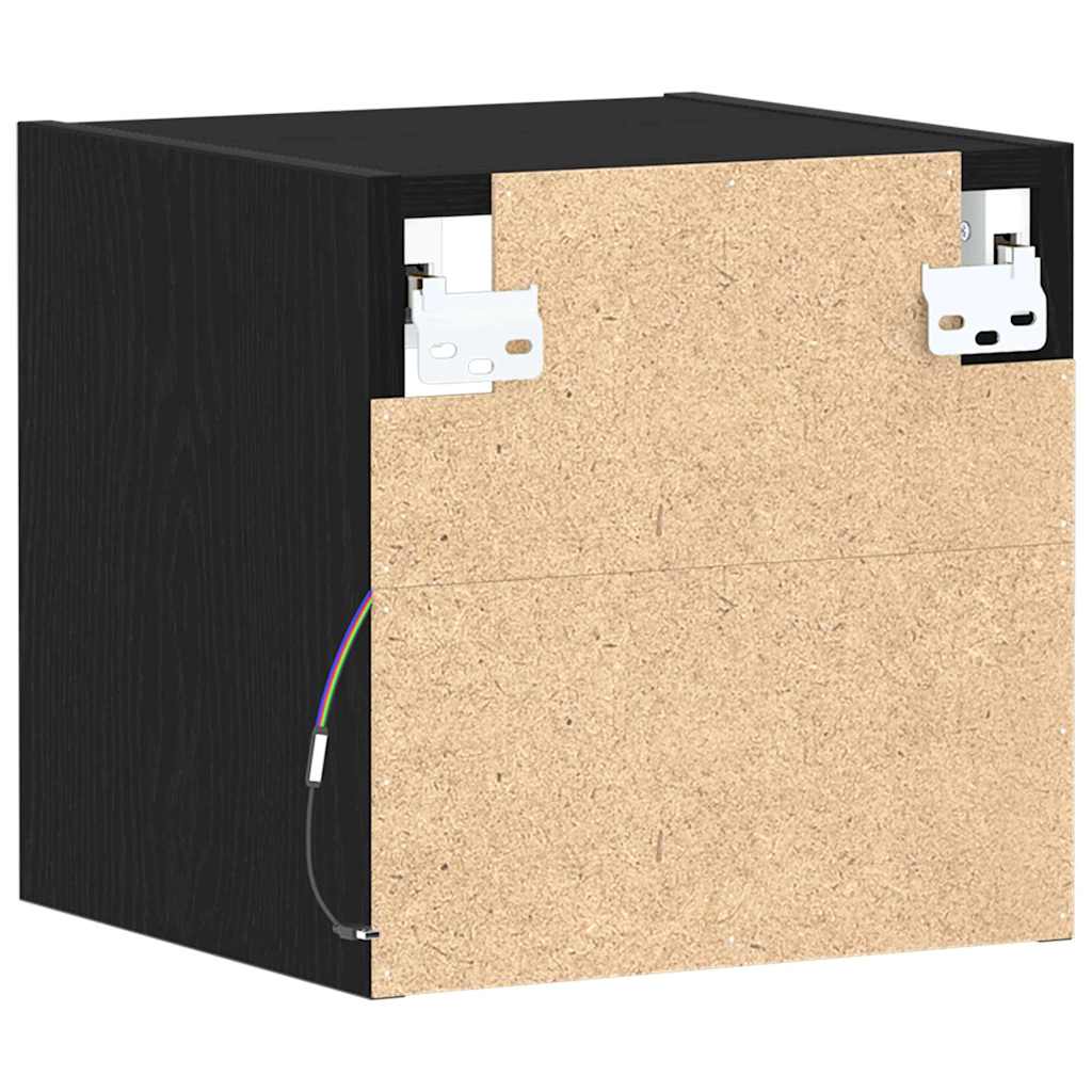 Cabinet de Chevet Murale LED avec Noir Bois d'ingénierie - XIOS