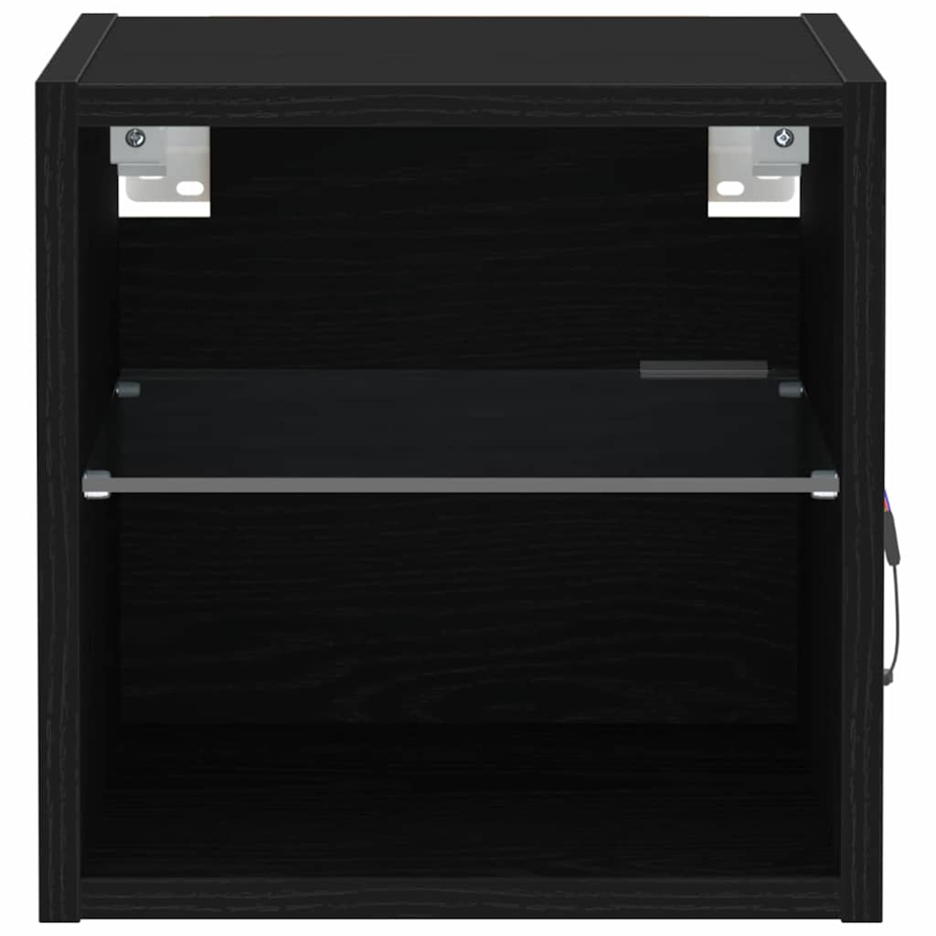 Cabinet de Chevet Murale LED avec Noir Bois d'ingénierie - XIOS