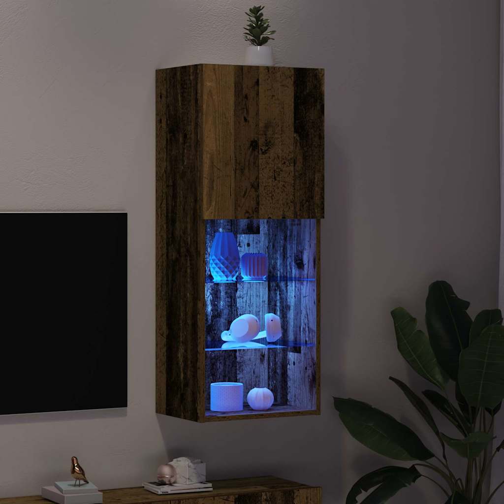 Ensemble meuble TV Montage mural Bois Ancien 40,5 x 30 x 102 cm - XIOS