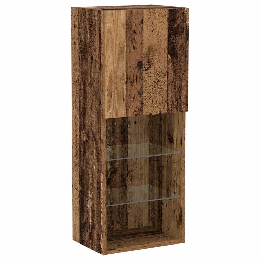 Ensemble meuble TV Montage mural Bois Ancien 40,5 x 30 x 102 cm - XIOS