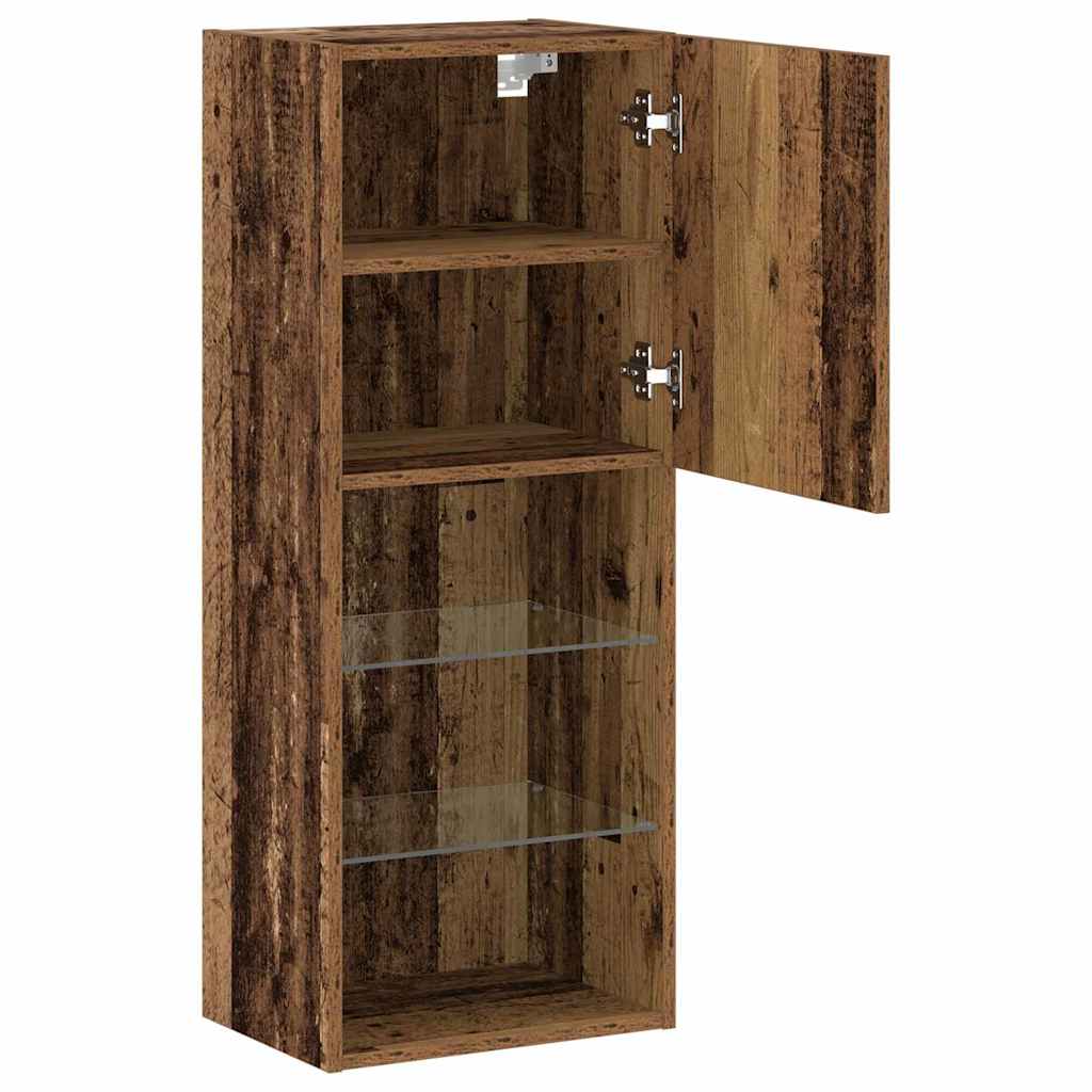 Ensemble meuble TV Montage mural Bois Ancien 40,5 x 30 x 102 cm - XIOS
