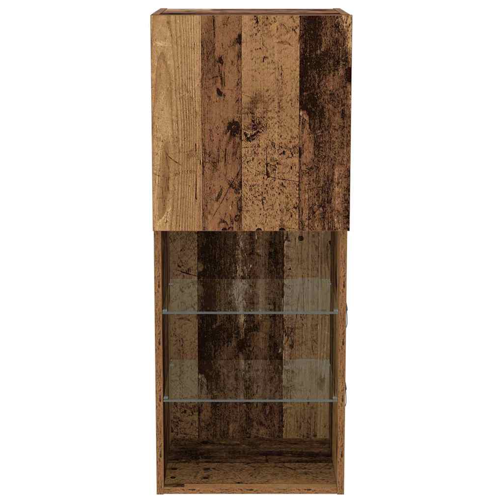 Ensemble meuble TV Montage mural Bois Ancien 40,5 x 30 x 102 cm - XIOS