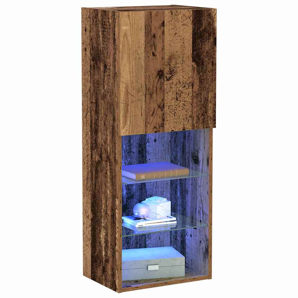 Ensemble meuble TV Montage mural Bois Ancien 40,5 x 30 x 102 cm - XIOS