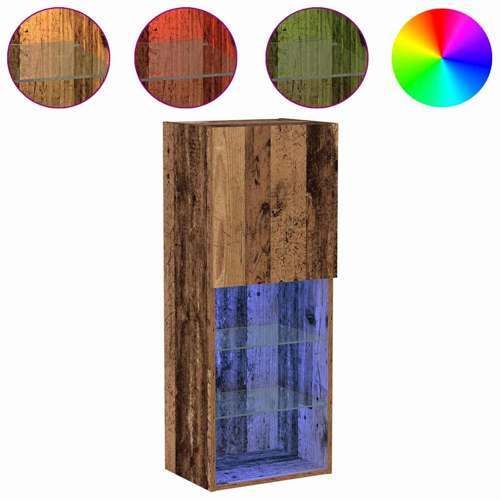 Ensemble meuble TV Montage mural Bois Ancien 40,5 x 30 x 102 cm - XIOS