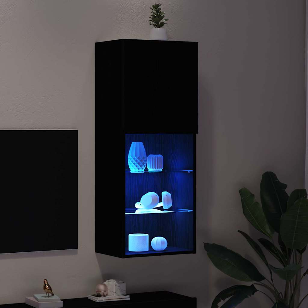 Ensemble meuble TV Montage mural Chêne noir 40,5 x 30 x 102 cm - XIOS