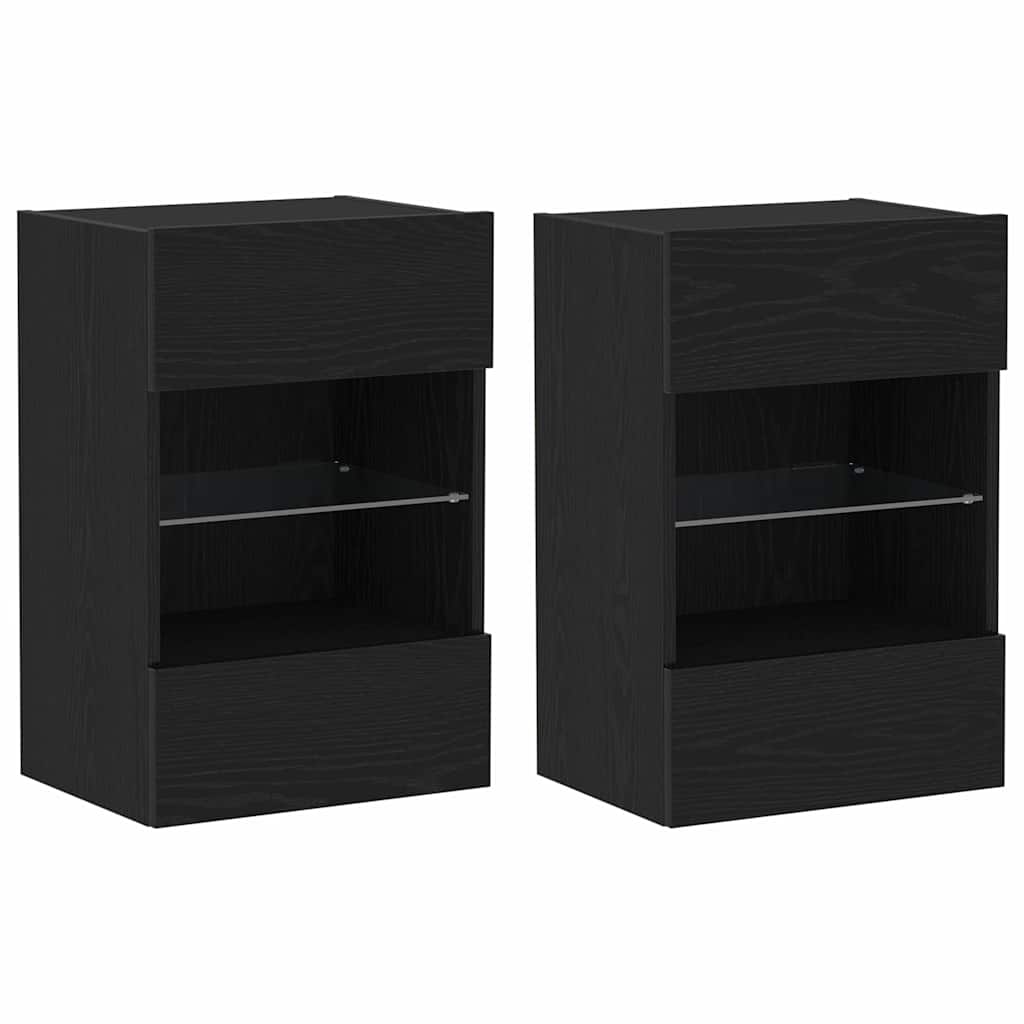 Meuble TV 2 pcs Noir 40 x 30 x 60,5 cm Bois d'ingénierie - XIOS