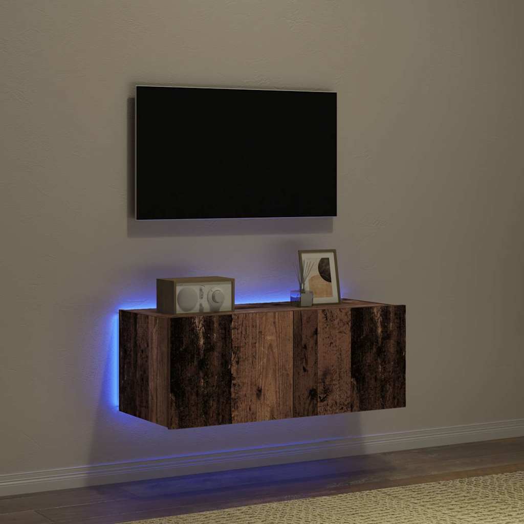 Meuble TV mural 80 x 35 x 31 cm Bois ancien Bois d'ingénierie - XIOS