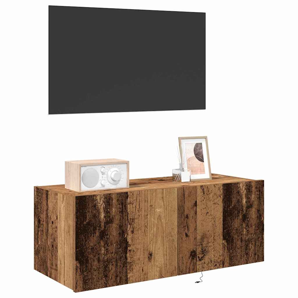 Meuble TV mural 80 x 35 x 31 cm Bois ancien Bois d'ingénierie - XIOS