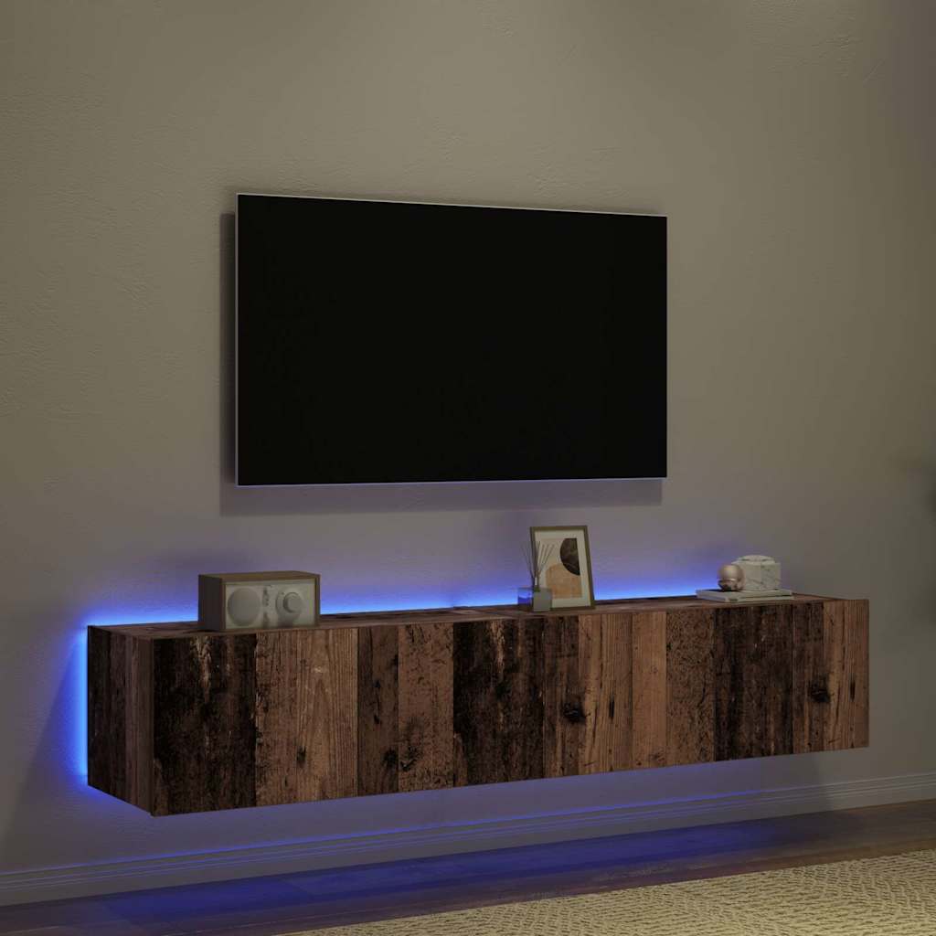 Meuble TV mural Montage mural 2 pcs Bois Ancien 80 x 35 x 31 cm - XIOS