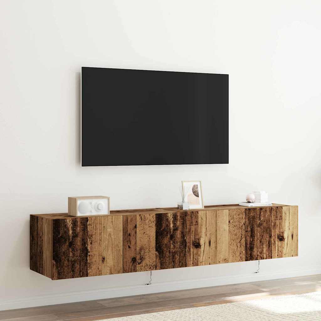 Meuble TV mural Montage mural 2 pcs Bois Ancien 80 x 35 x 31 cm - XIOS
