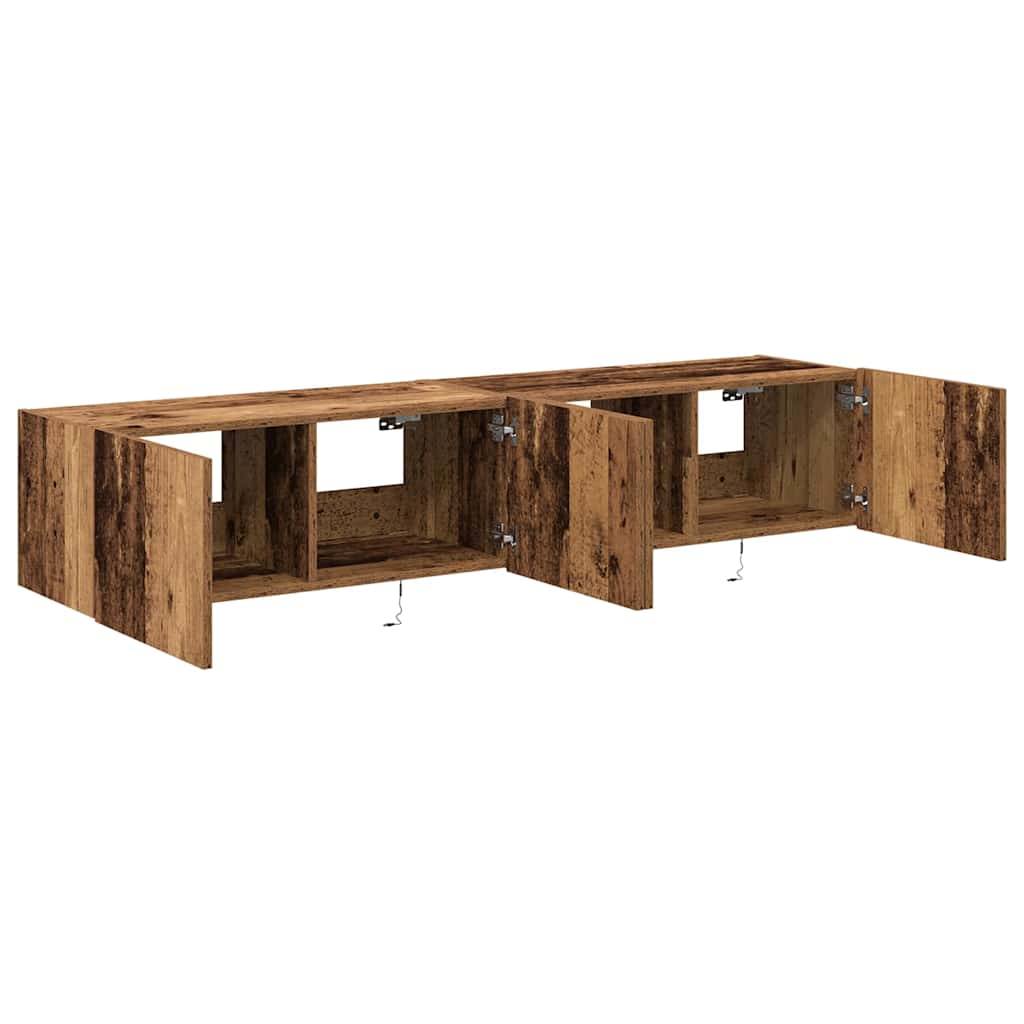 Meuble TV mural Montage mural 2 pcs Bois Ancien 80 x 35 x 31 cm - XIOS