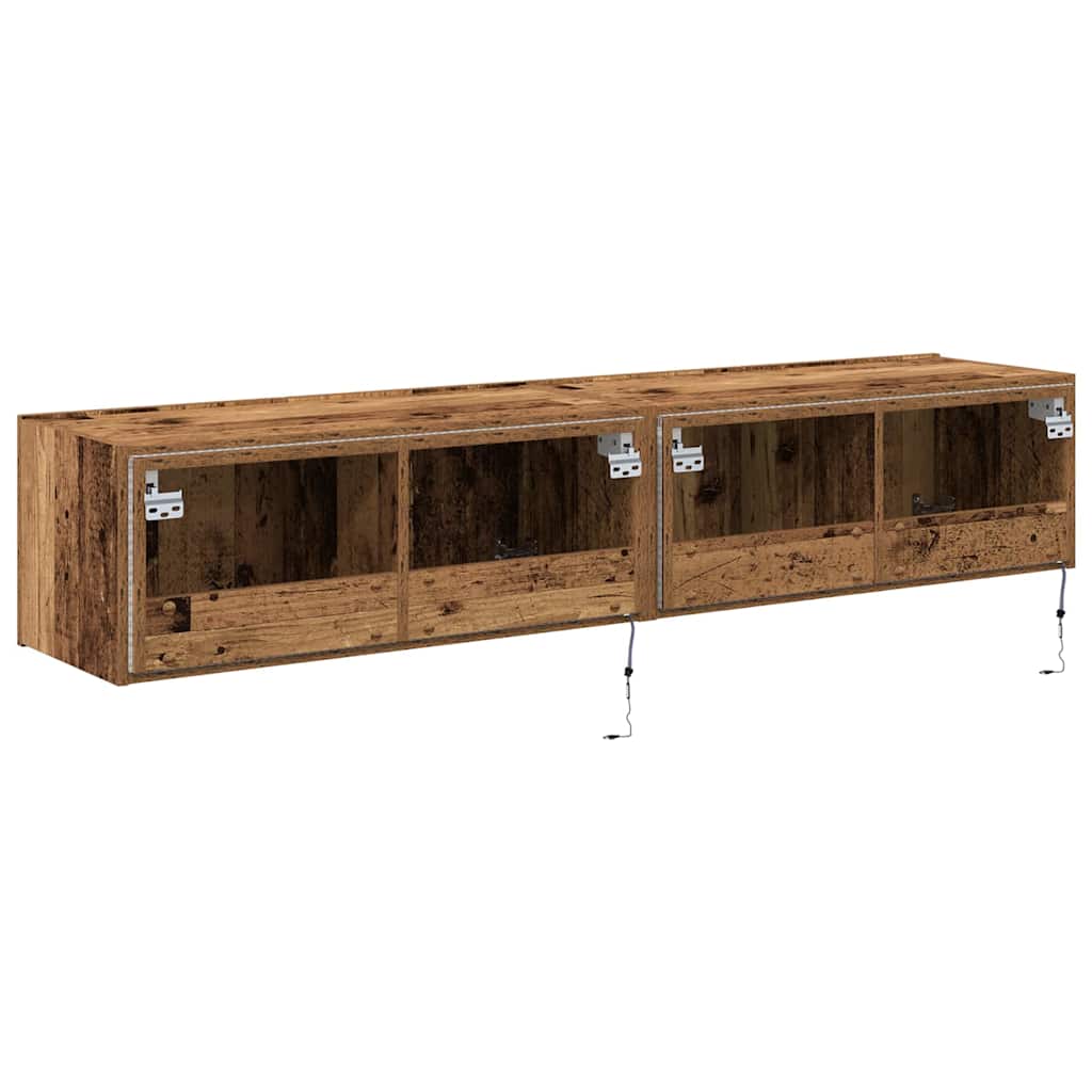 Meuble TV mural Montage mural 2 pcs Bois Ancien 80 x 35 x 31 cm - XIOS