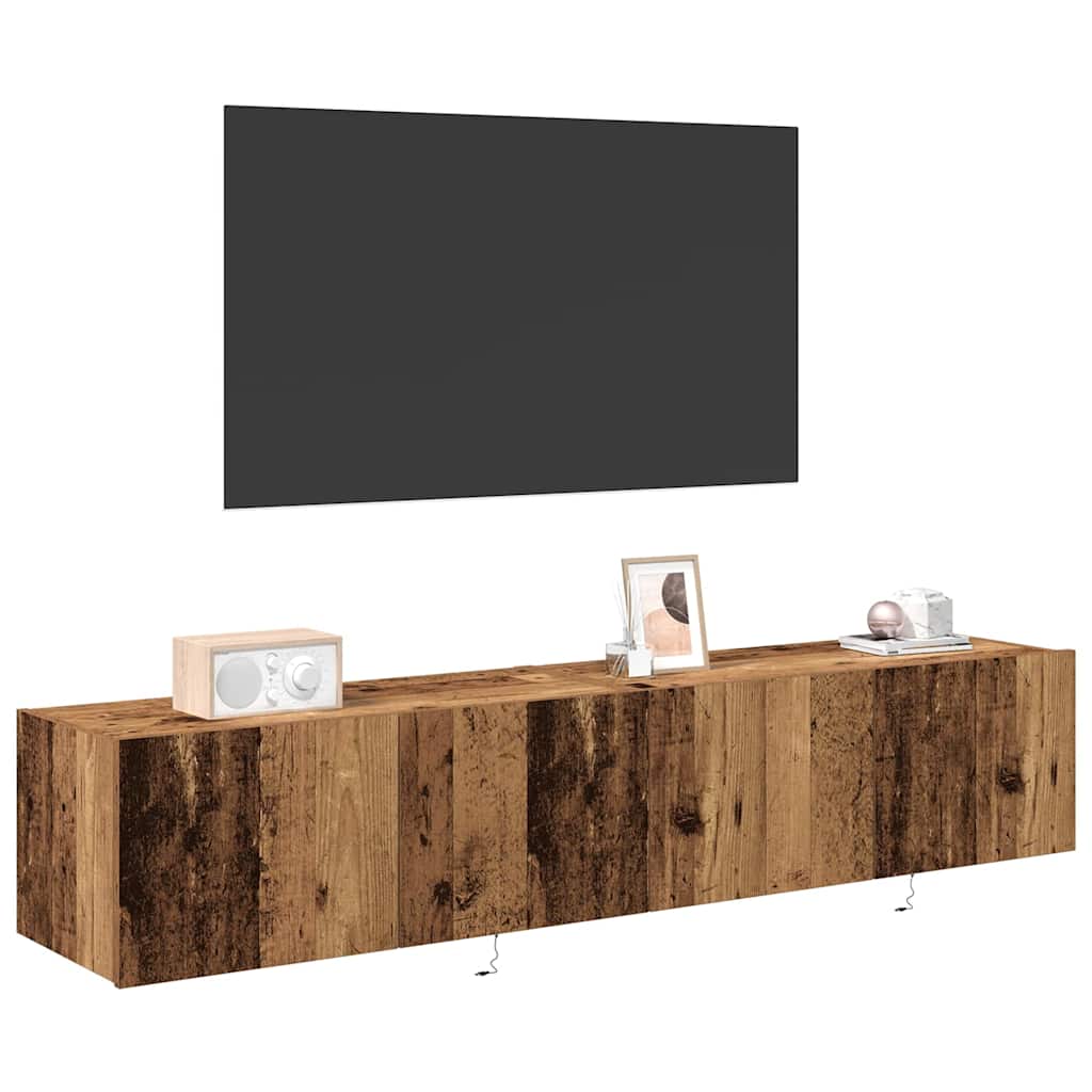 Meuble TV mural Montage mural 2 pcs Bois Ancien 80 x 35 x 31 cm - XIOS