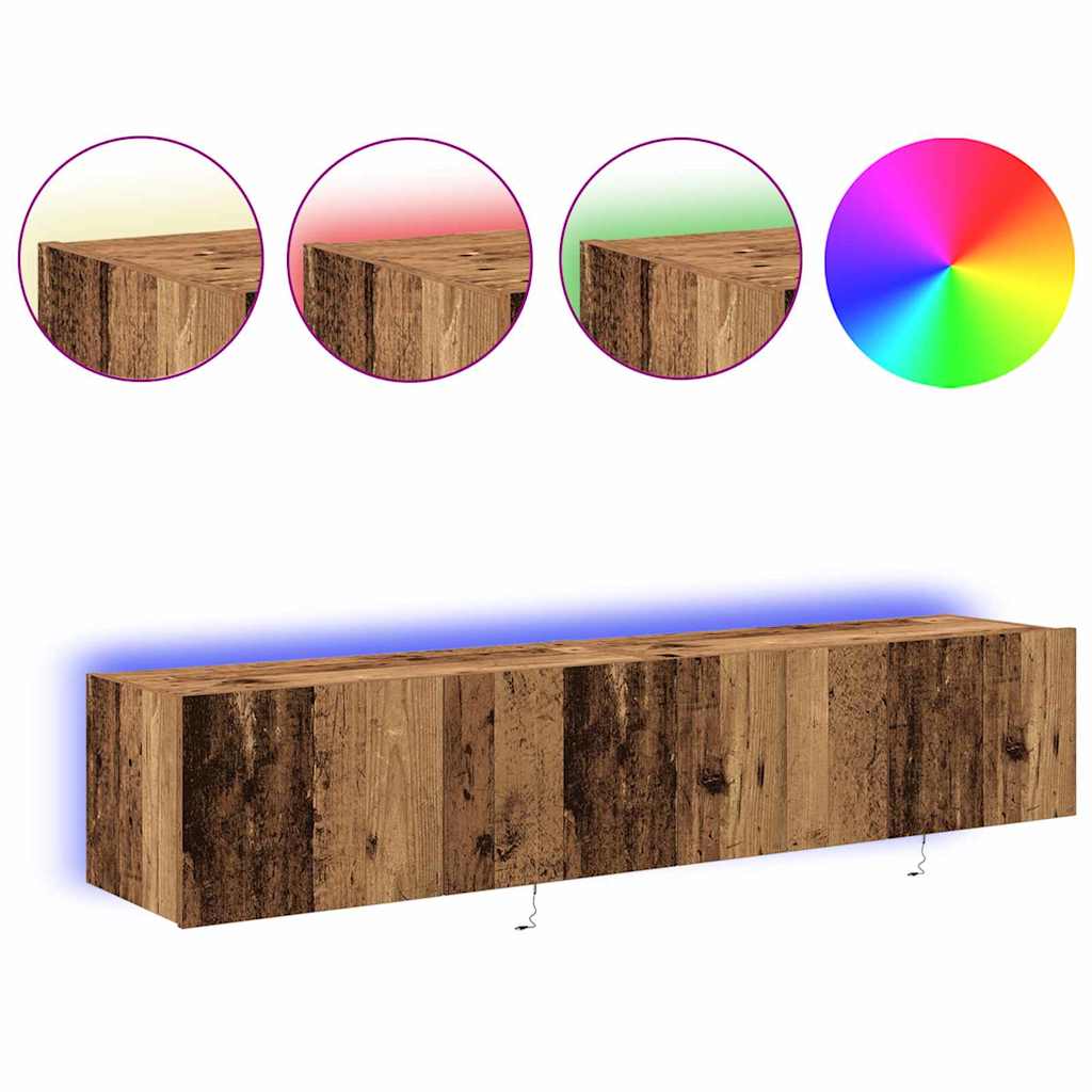 Meuble TV mural Montage mural 2 pcs Bois Ancien 80 x 35 x 31 cm - XIOS
