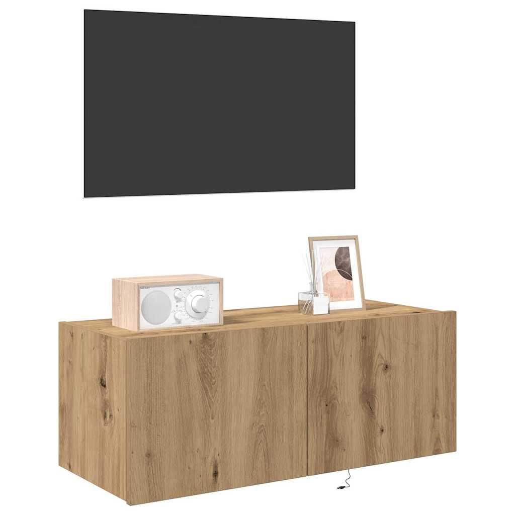 Meuble TV mural Montage mural Chêne artisanal 80 x 35 x 31 cm - XIOS