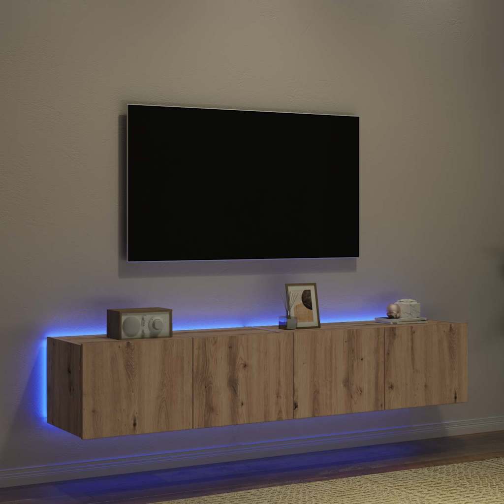 Meuble TV mural 2 pcs Chêne artisanal 80 x 35 x 31 cm - XIOS