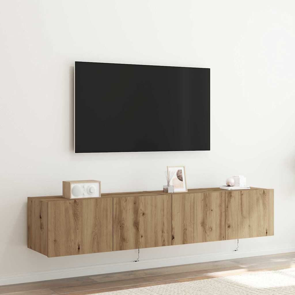 Meuble TV mural 2 pcs Chêne artisanal 80 x 35 x 31 cm - XIOS