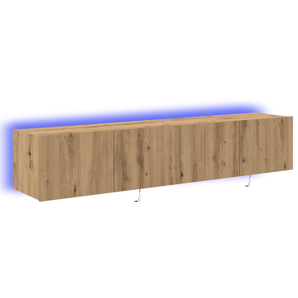 Meuble TV mural 2 pcs Chêne artisanal 80 x 35 x 31 cm - XIOS