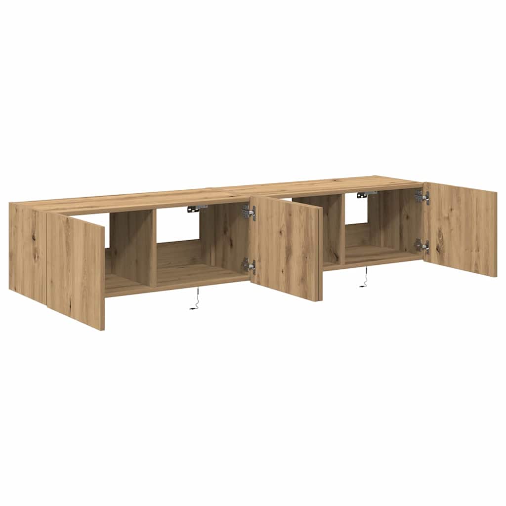 Meuble TV mural 2 pcs Chêne artisanal 80 x 35 x 31 cm - XIOS