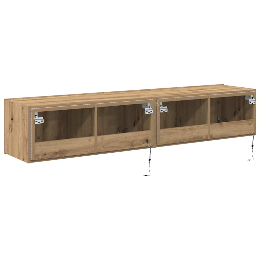 Meuble TV mural 2 pcs Chêne artisanal 80 x 35 x 31 cm - XIOS