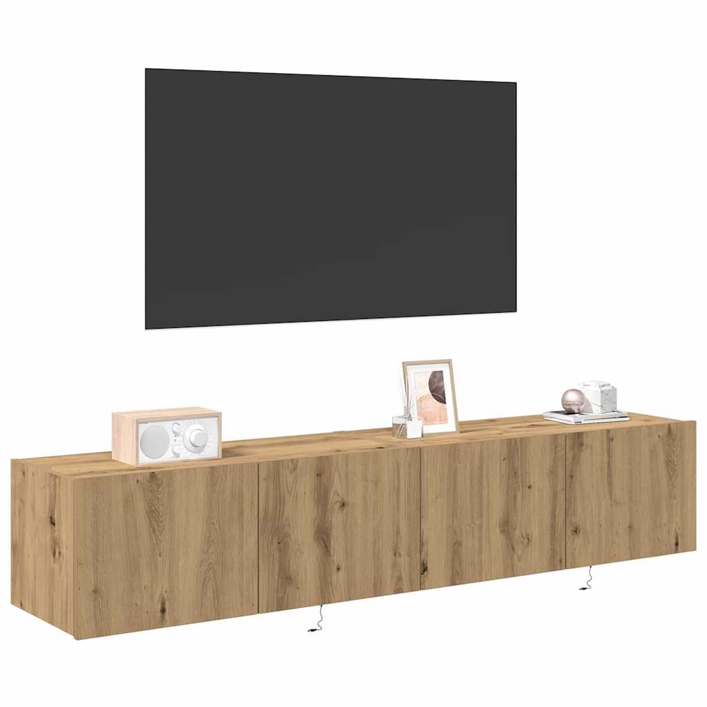 Meuble TV mural 2 pcs Chêne artisanal 80 x 35 x 31 cm - XIOS