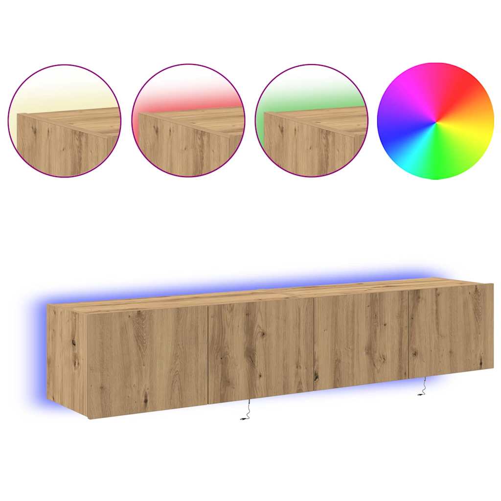 Meuble TV mural 2 pcs Chêne artisanal 80 x 35 x 31 cm - XIOS