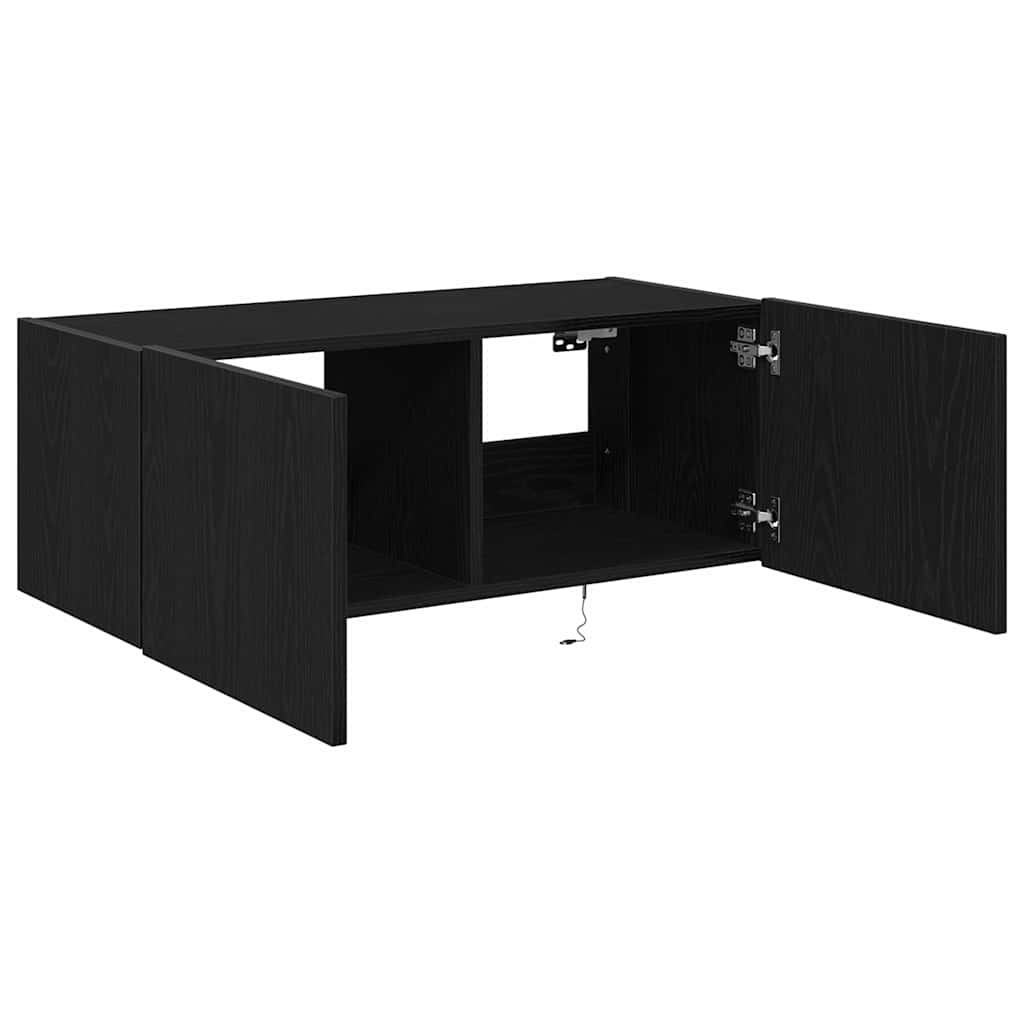 Meuble TV mural Chêne noir 80 x 35 x 31 cm Bois d'ingénierie