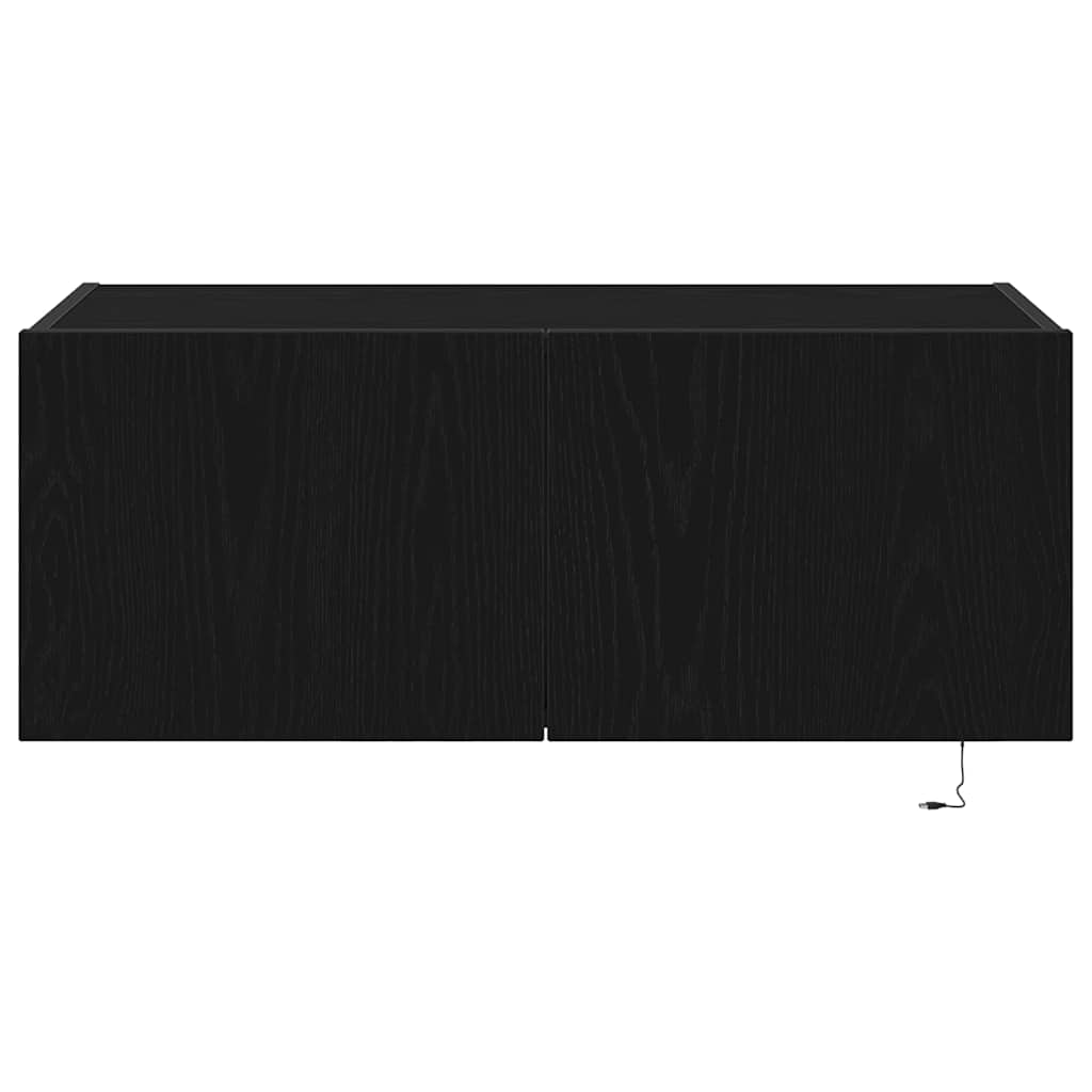 Meuble TV mural Chêne noir 80 x 35 x 31 cm Bois d'ingénierie