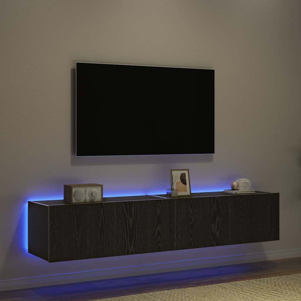 Meuble TV mural Montage mural 2 pcs Chêne noir 80 x 35 x 31 cm - XIOS