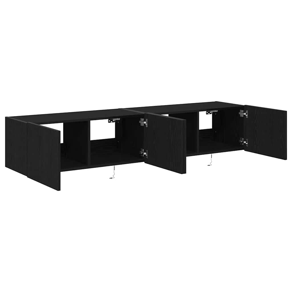 Meuble TV mural Montage mural 2 pcs Chêne noir 80 x 35 x 31 cm - XIOS