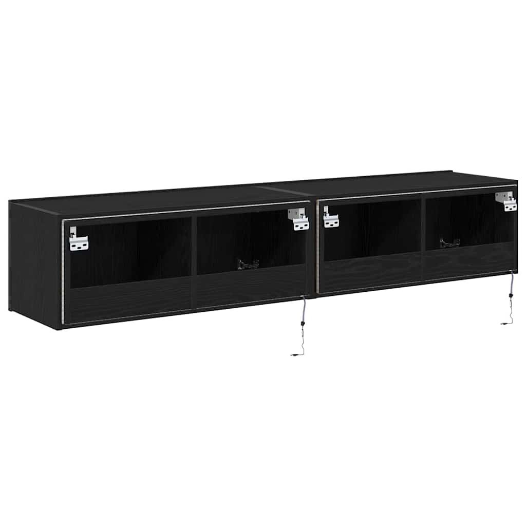 Meuble TV mural Montage mural 2 pcs Chêne noir 80 x 35 x 31 cm - XIOS