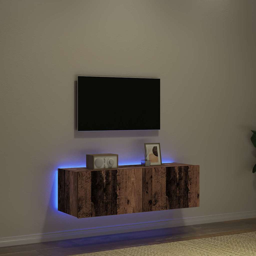Meuble TV mural 2 pcs Bois Ancien 100 x 35 x 31 cm - XIOS
