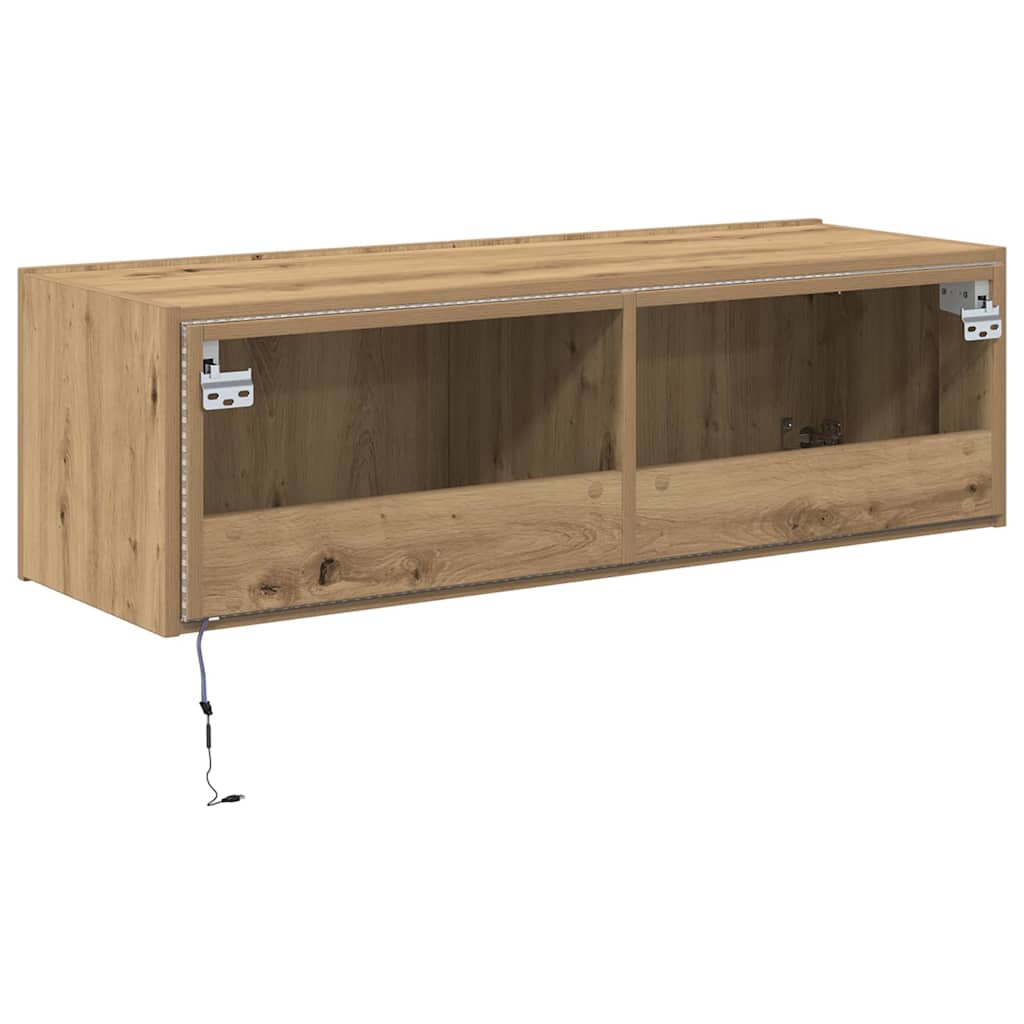 Meuble TV mural 100 x 35 x 31 cm Chêne artisanal - XIOS