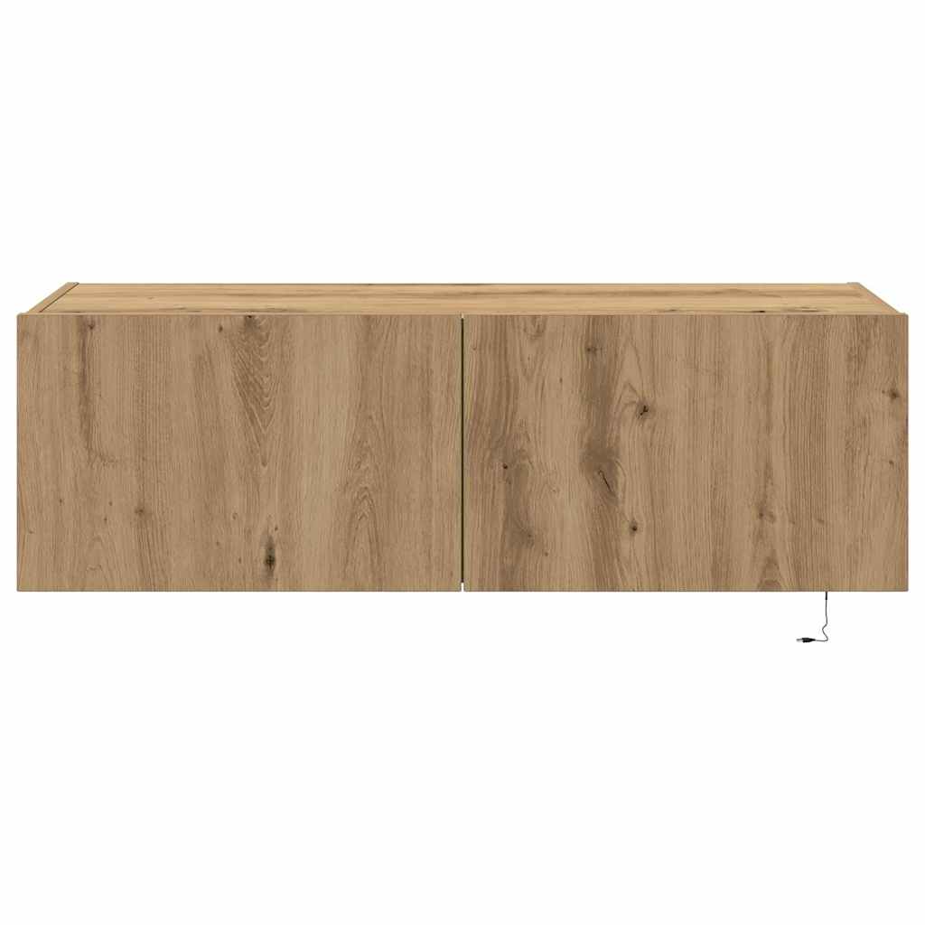 Meuble TV mural 100 x 35 x 31 cm Chêne artisanal - XIOS