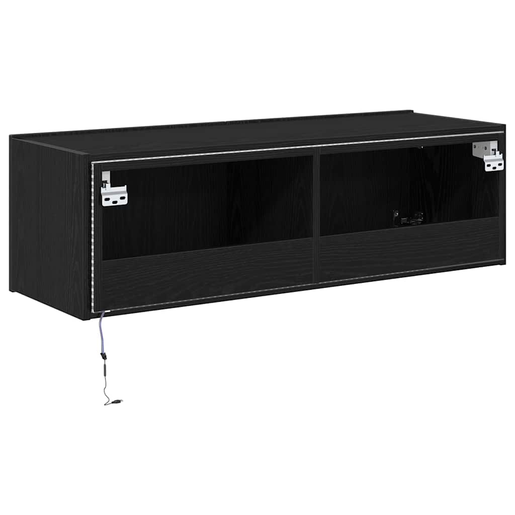 Meuble TV mural avec LED 2 pcs Chêne noir 100 x 35 x 31 cm - XIOS
