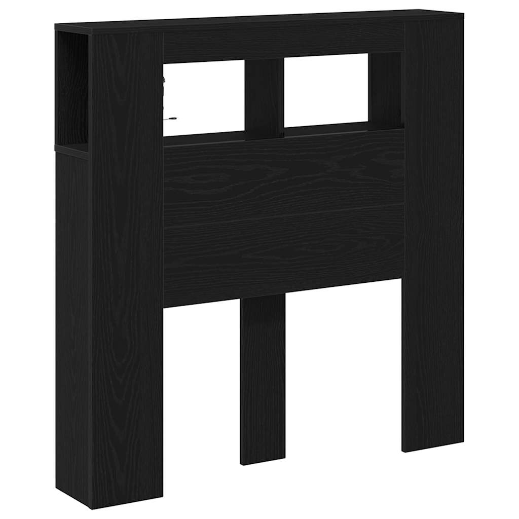 Tête de lit LED avec étagère Chêne noir 100 x 18,5 x 103,5 cm