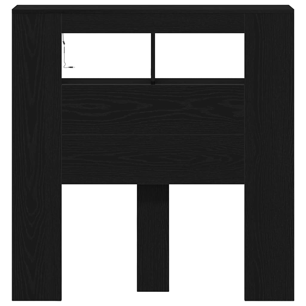 Tête de lit LED avec étagère Chêne noir 100 x 18,5 x 103,5 cm