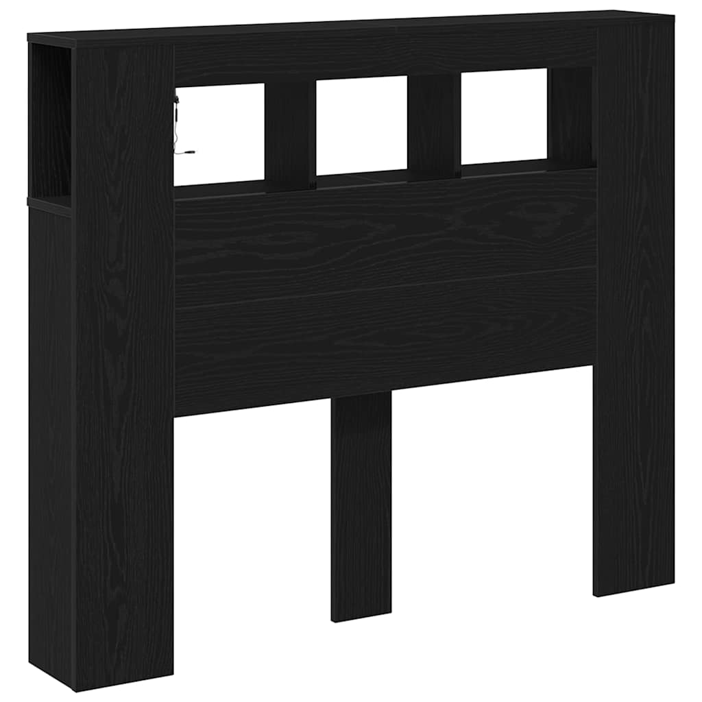 Tête de lit LED avec étagère Chêne noir 120 x 18,5 x 103,5 cm