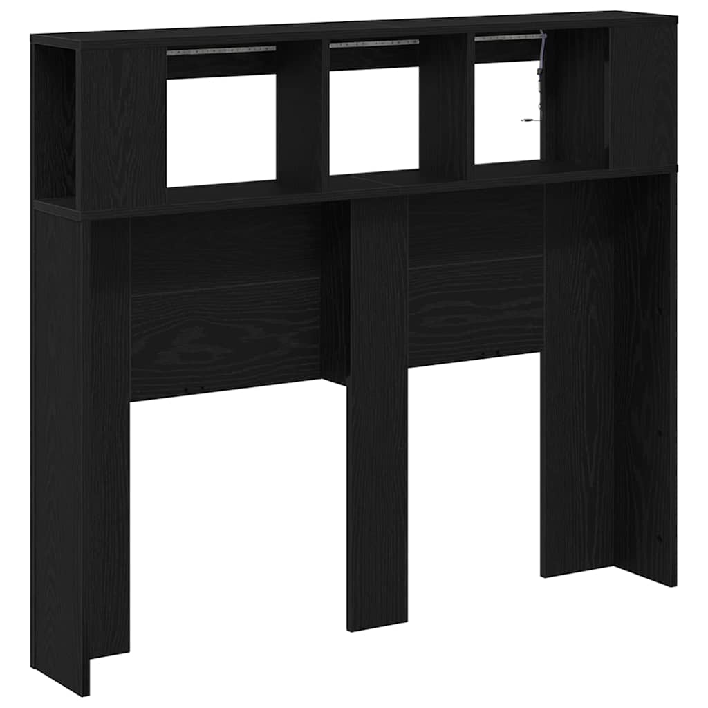 Tête de lit LED avec étagère Chêne noir 120 x 18,5 x 103,5 cm