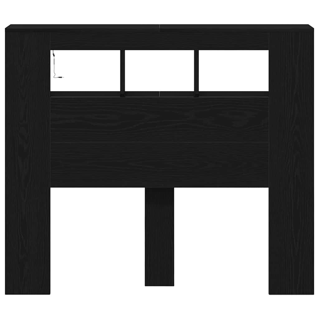 Tête de lit LED avec étagère Chêne noir 120 x 18,5 x 103,5 cm