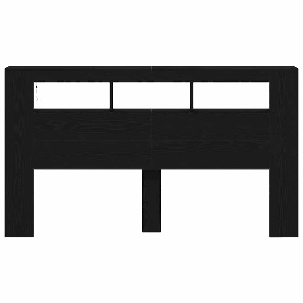 Tête de lit LED avec étagère Chêne noir 180 x 18,5 x 103,5 cm