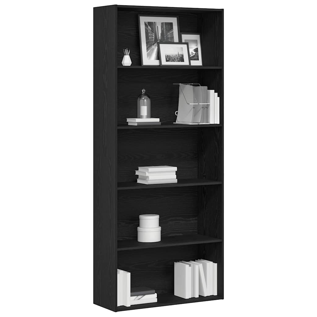 Bibliothèque en chêne noir 80x30x189 cm bois d'ingénierie - XIOS