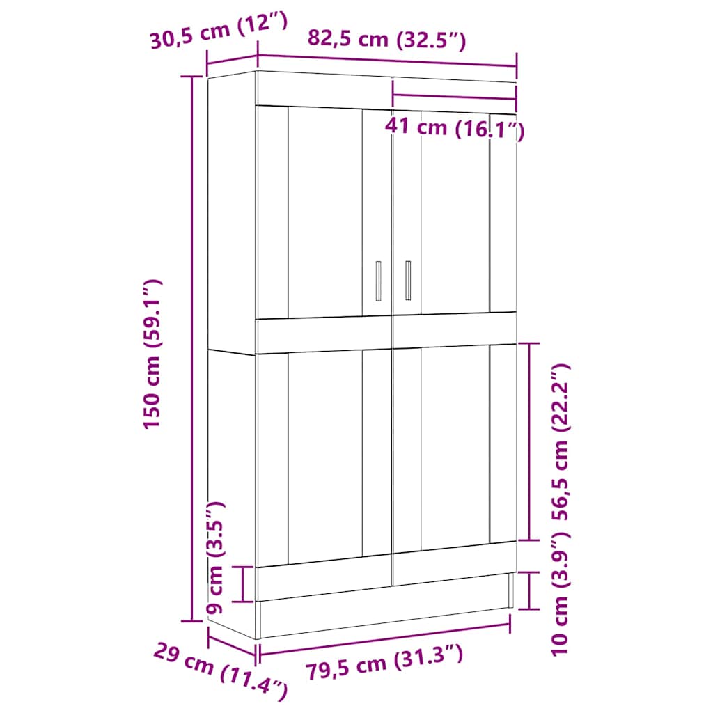Meuble de Bibliothèque Chêne noir 82.5 x 30.5 x 150 cm - XIOS