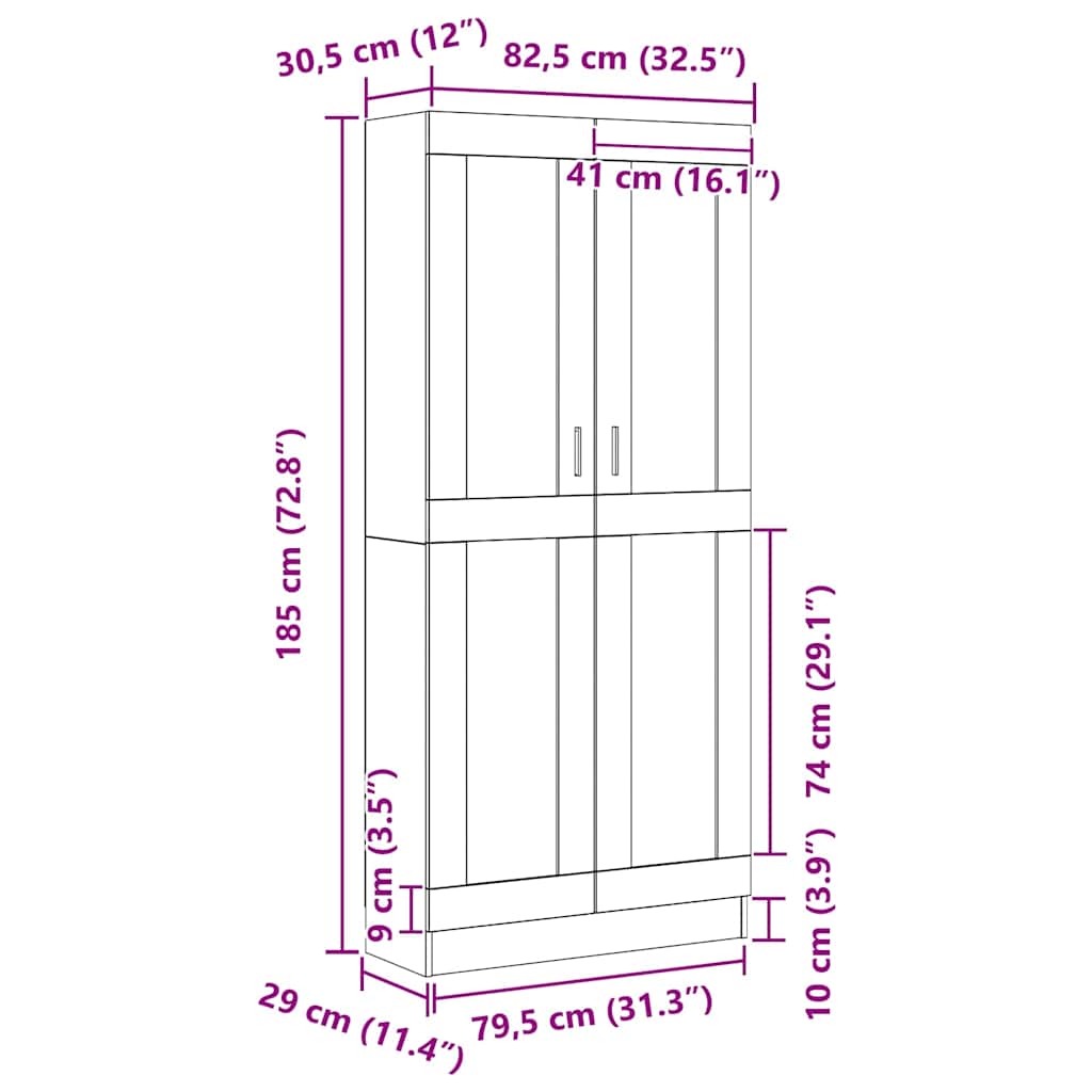 Bibliothèque Chêne noir 82.5 x 30.5 x 185 cm Bois d'ingénierie - XIOS