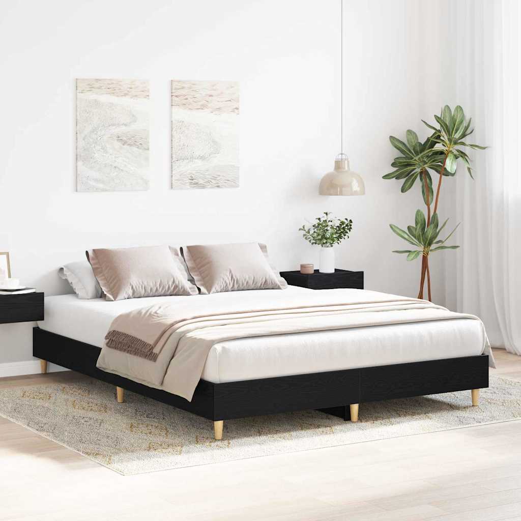 Cadre de lit Chêne noir 203 x 153 x 25 cm Bois d'ingénierie - XIOS